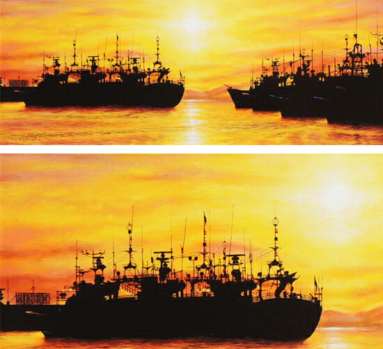 楽天市場】絵画 油絵 朝の港 （里中游） 送料無料 【肉筆】【油絵