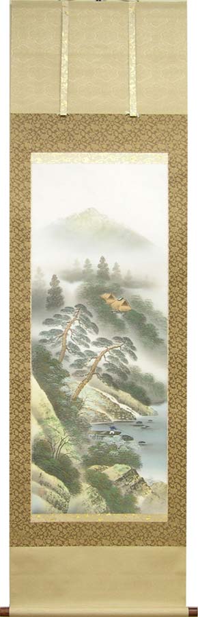楽天市場】掛け軸 彩色山水 (桑田美堂) 送料無料 【掛軸】【一間床