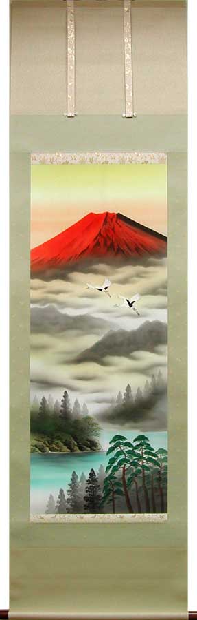 楽天市場】掛け軸 赤富士 (松原正峰) （掛軸小物なし） 送料無料