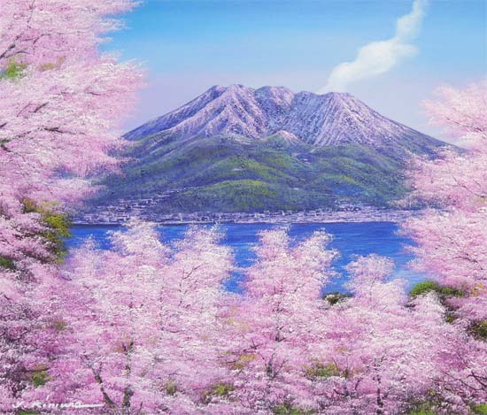 楽天市場】絵画 油絵 桜島の桜 F20号 （木村由記夫） 送料無料 【肉筆