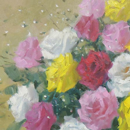 楽天市場】絵画 油絵 ばら F30号 （堀哲夫） 送料無料 【肉筆】【油絵