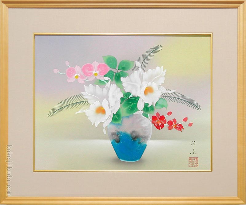 楽天市場】絵画 カトレア (菊池径葉) 送料無料 【肉筆】【日本画】【花