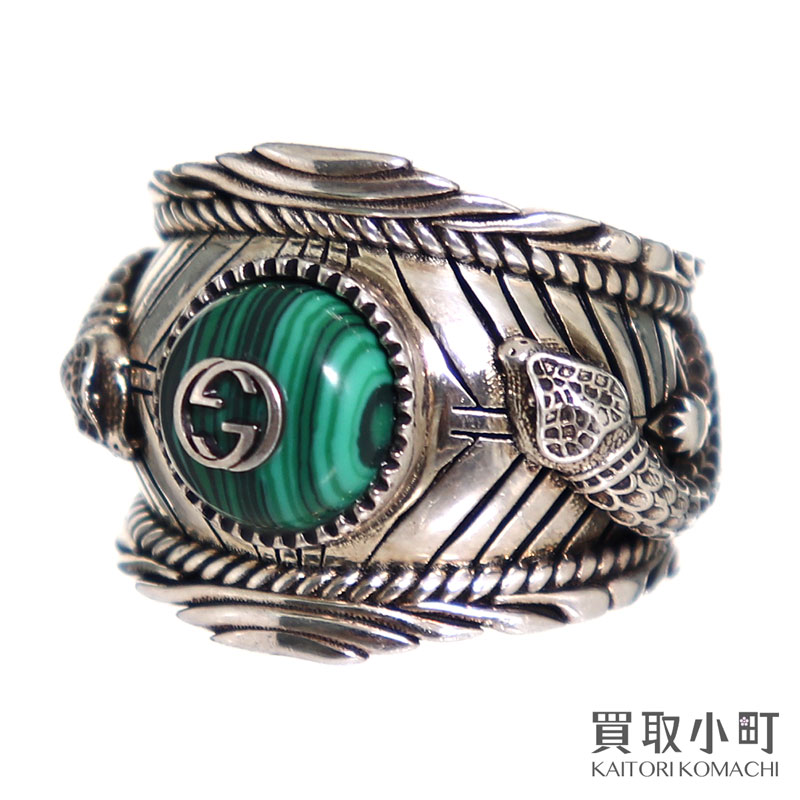 楽天市場】【美品】グッチ【GUCCI】ガーデン シルバー リング グリーン