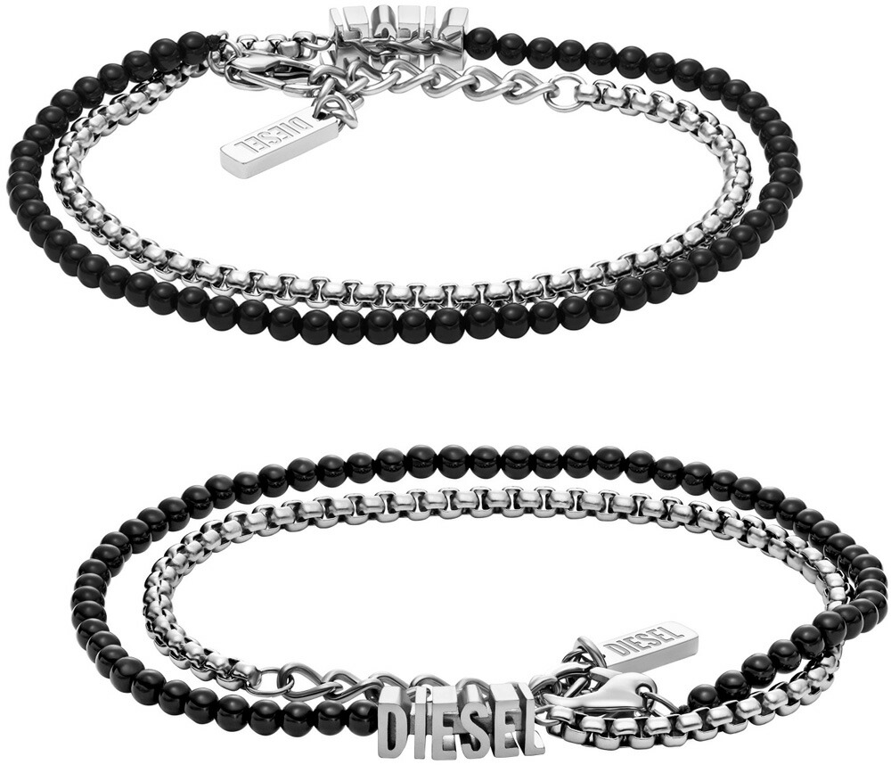楽天市場】DIESEL ディーゼルブラック×シルバー2連ブレスレット立体