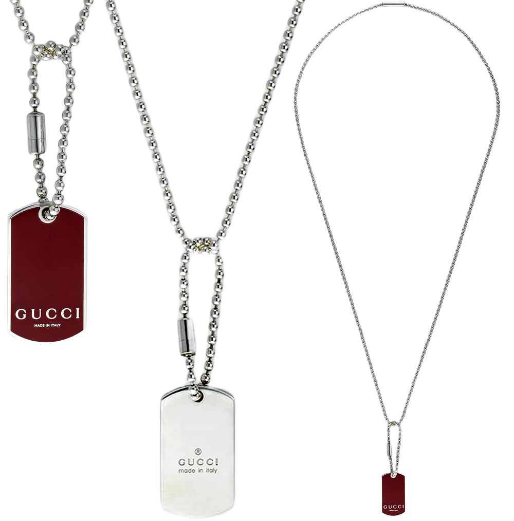 楽天市場】GUCCI グッチ ドッグタグネックレスワインレッド ドロップ