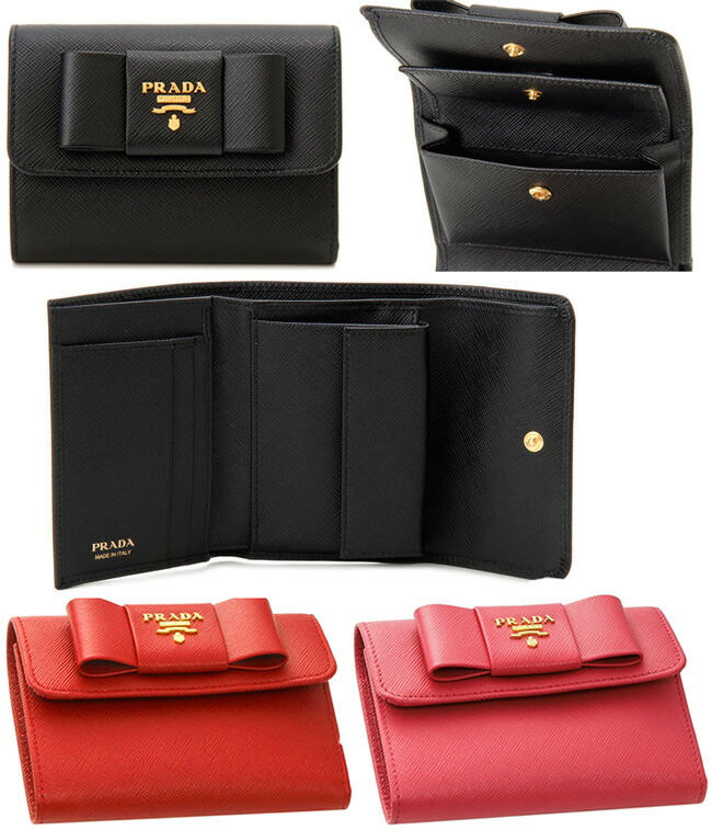 楽天市場】PRADA プラダ 小銭入れ付き3つ折り財布ビッグリボン