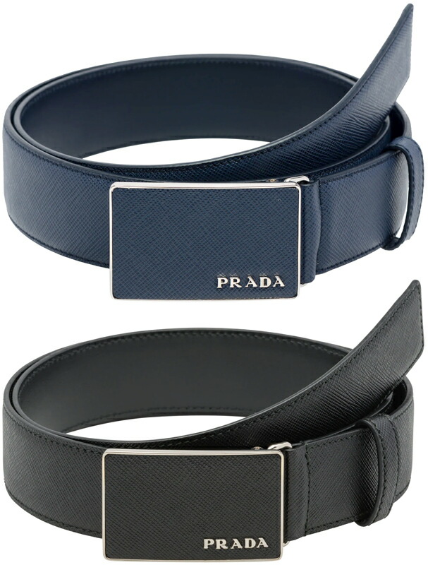 楽天市場】PRADA プラダ メンズレザーベルトエナメルメタルスクエア