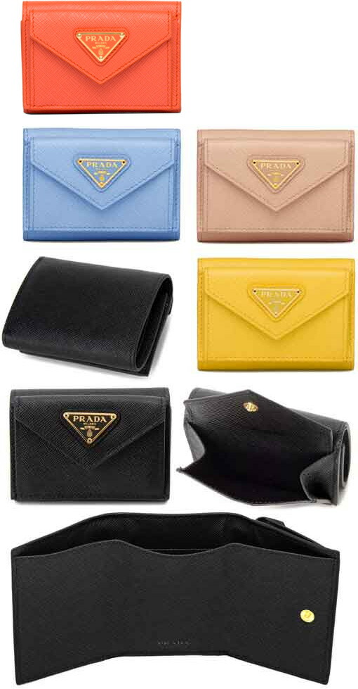 楽天市場】PRADA プラダ 小銭入れ付き3つ折り財布三角ロゴプレート