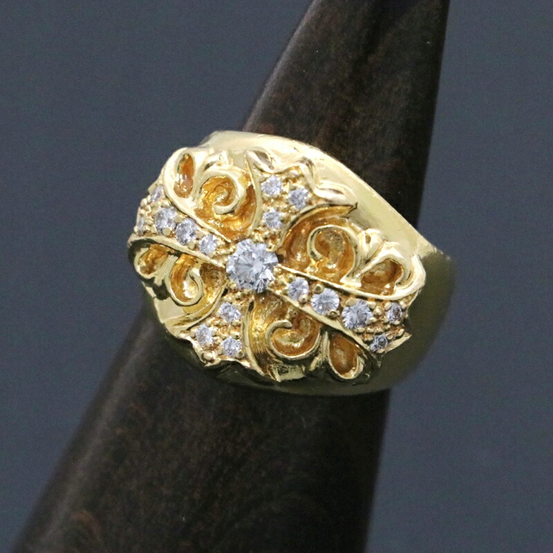 傷有クロムハーツキーパーリング＆おまけバレンティノ CHROME HEARTS（クロムハーツ） キーパーリング ダイヤモンド 19号