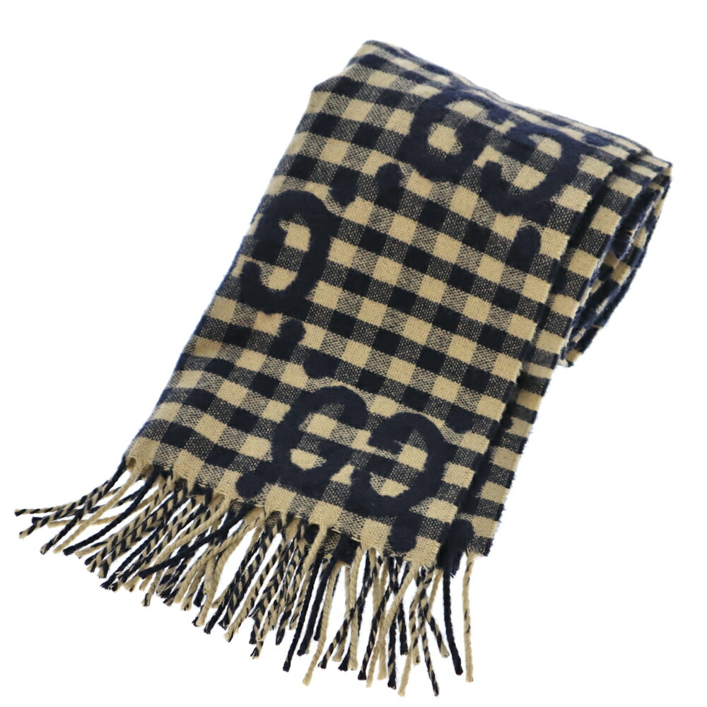 楽天市場】GUCCI【グッチ】644365 マフラー ジャガード GG ネイビー