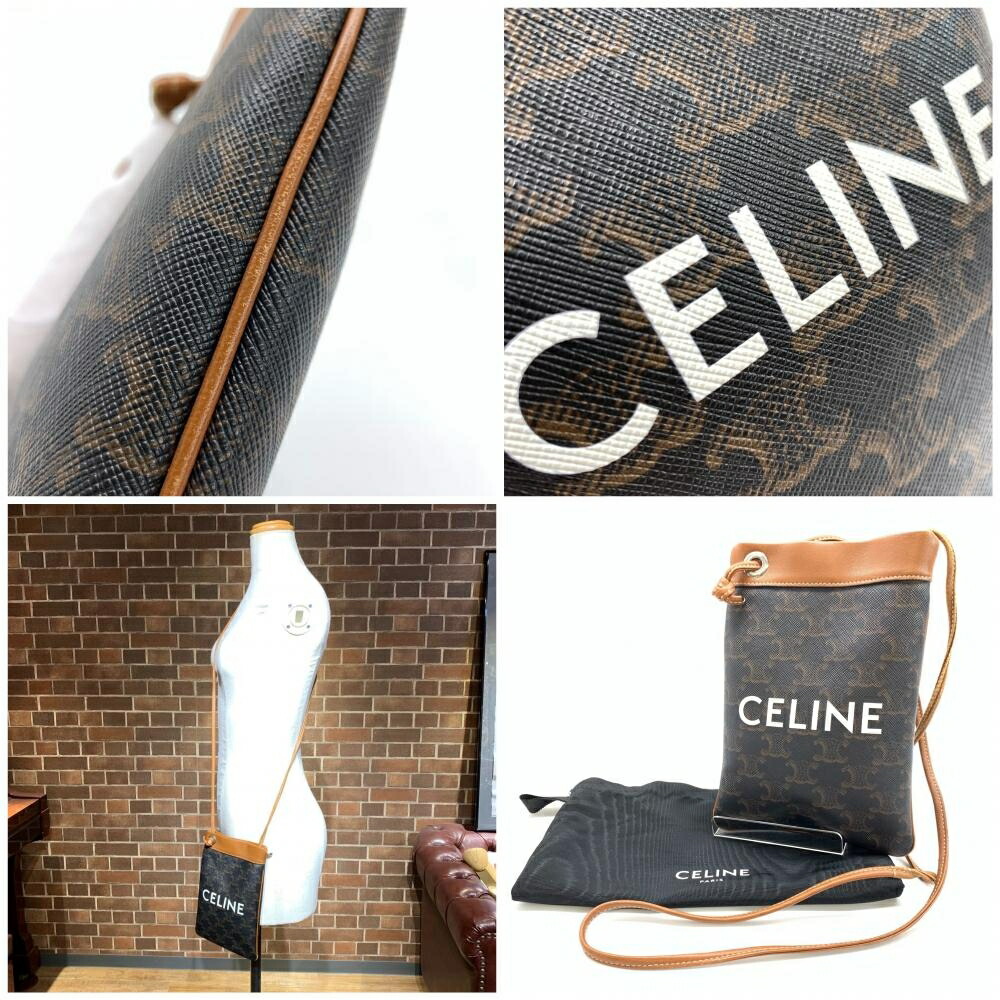 楽天市場】CELINE セリーヌ トリオンフ ロゴプリント ショルダーポーチ