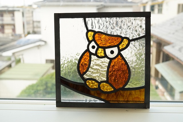 楽天市場】ステンドグラス パネル 住宅用 ふくろう2 18cm×18cm
