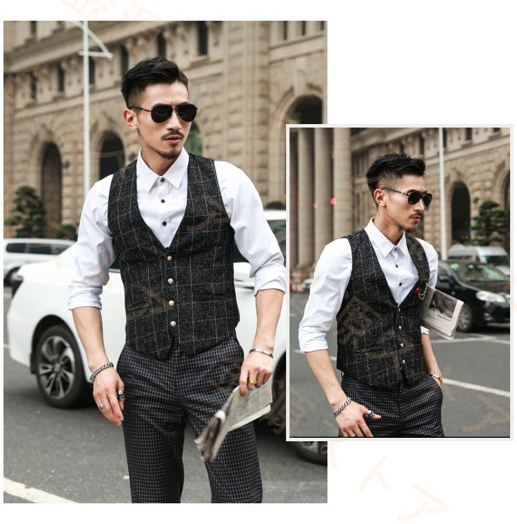 楽天市場】ベスト メンズ ジレベスト チェック柄 スーツベスト