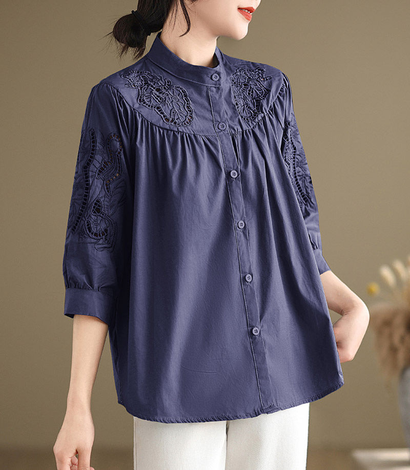 楽天市場】シャツ ブラウス 刺繍 レディース 袖レース トップス 春夏 7
