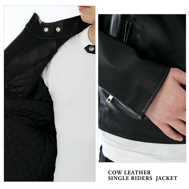 楽天市場】ライダースジャケット メンズ カウ 牛革 ブラック シングル