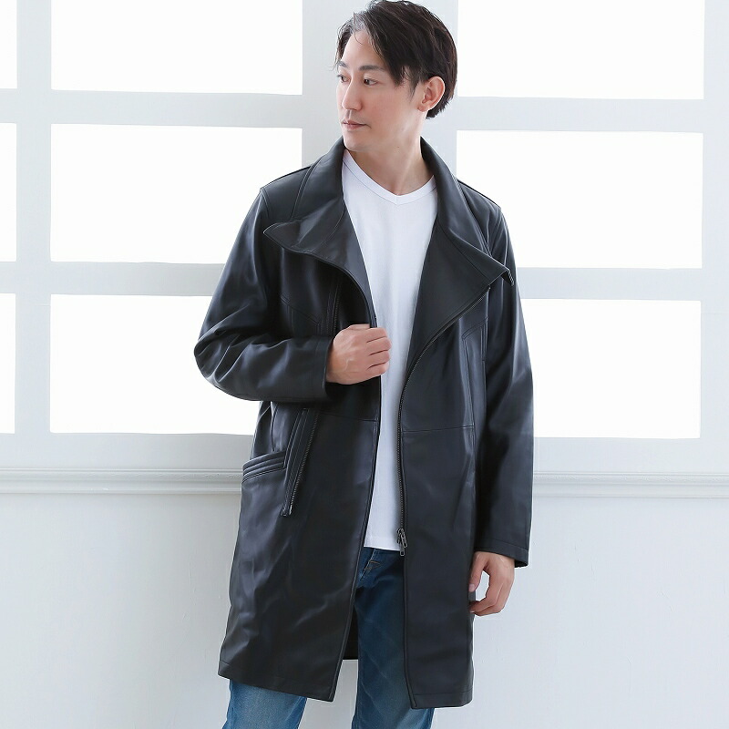 楽天市場】有名ブランド スタンドカラーコート メンズ ラム革 羊革