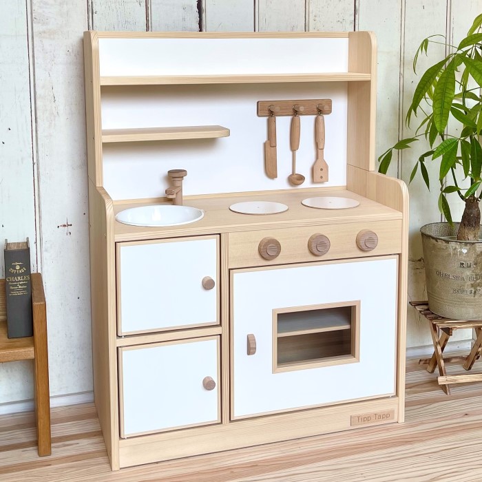楽天市場】木製ままごとキッチン Tipp Tapp DXホワイト : KAWASAKI craft