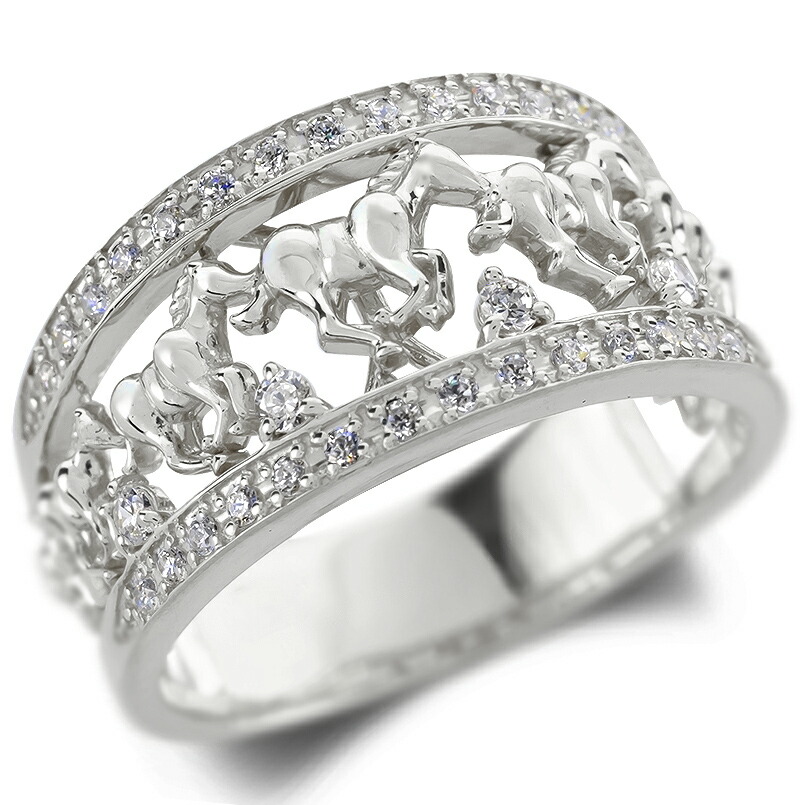 楽天市場】リング レディース プラチナ pt900 馬 ダイヤモンド 指輪