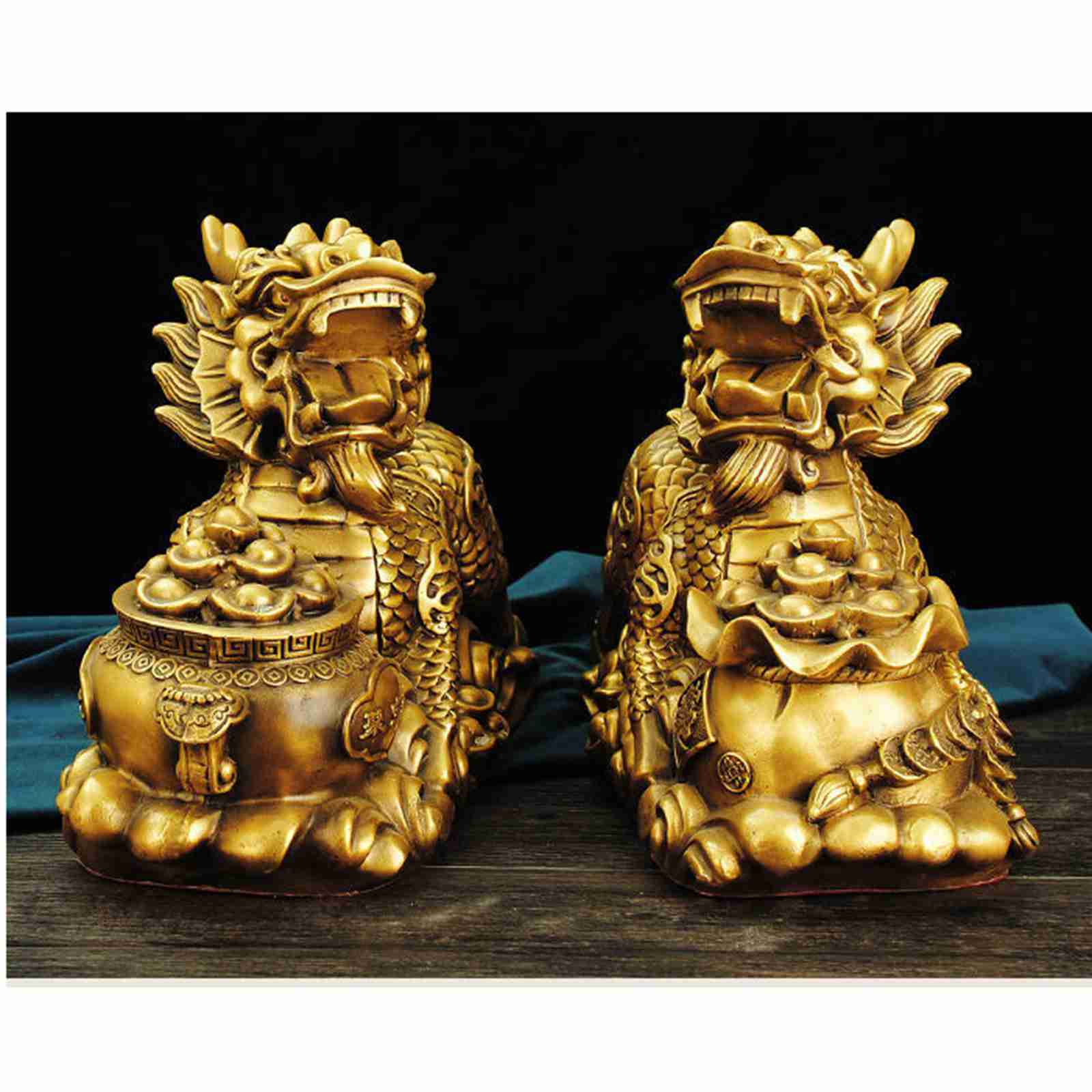 楽天市場】置物 キリン 麒麟 招財 一対 銅製 インテリア 聚寶盆 風水