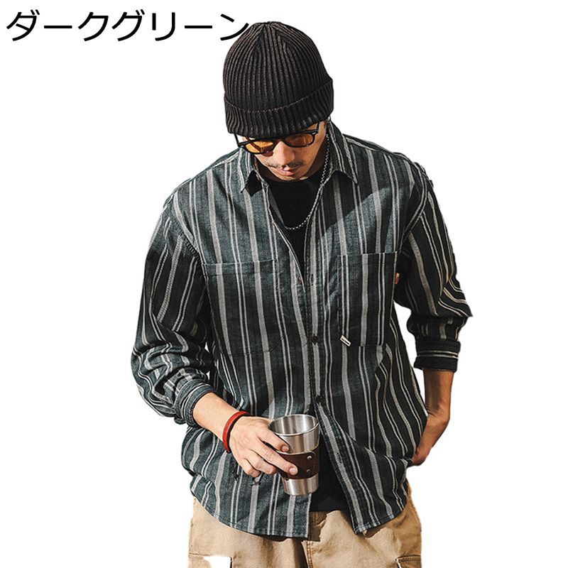 楽天市場】ストライプシャツ メンズ ヘビーウェイト 開襟シャツ