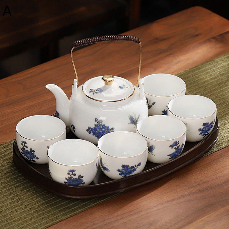 楽天市場】茶具セット トレー付き 白陶器 6客入 中国茶器セット 番茶器