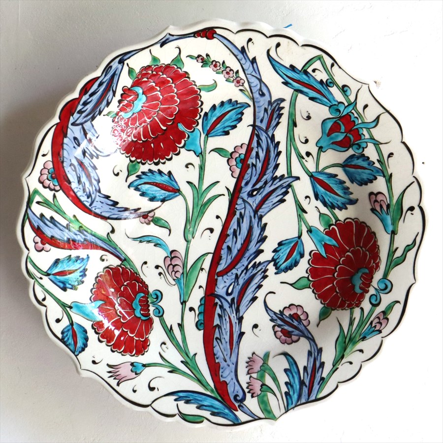 楽天市場】トルコ 手書き絵皿 直径30.5cm 飾り絵皿 カーネーションと