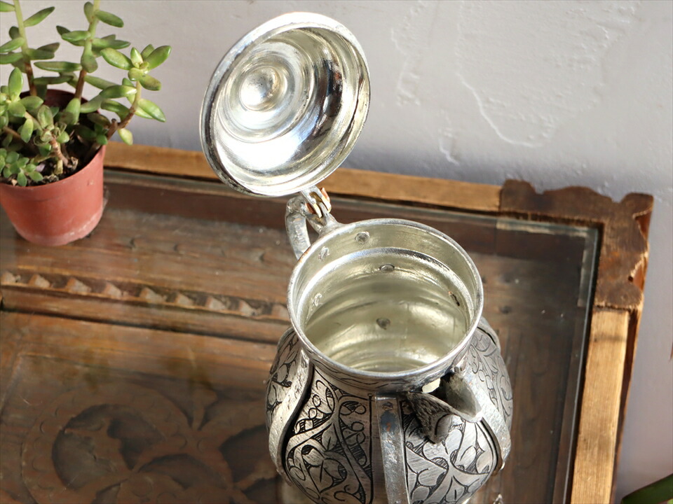 楽天市場】トルコ・銅製の水差し・アンティークシルバー/高さ16cm