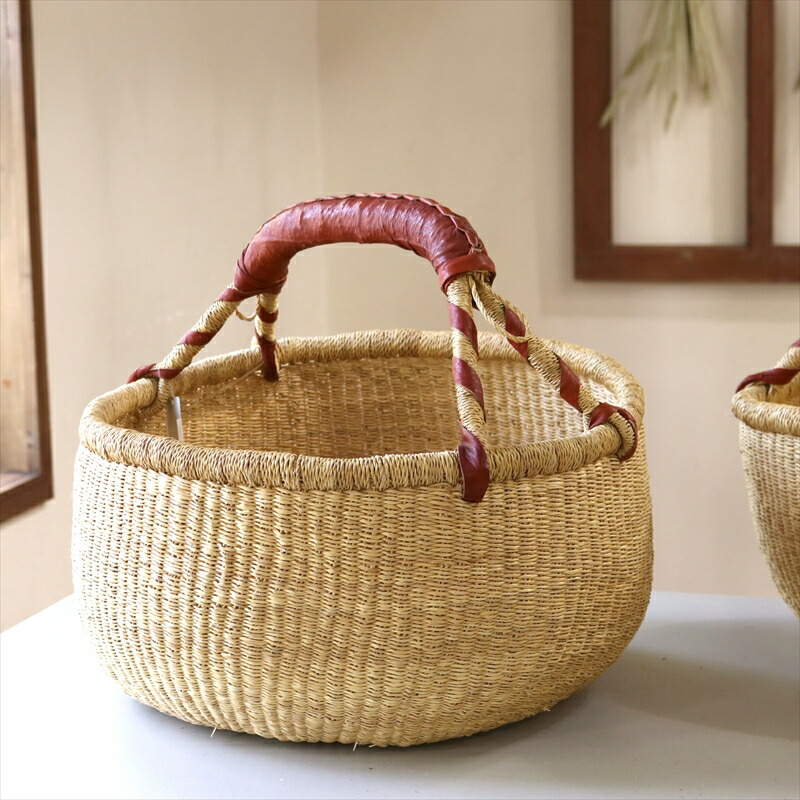 楽天市場】ブルキナバスケット 特大 直径40cm アフリカンバスケット 赤