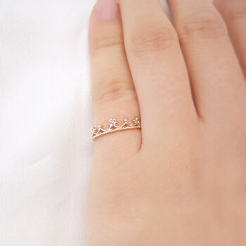 楽天市場】ティアラ モチーフ ダイヤモンド K10ピンクゴールド リング