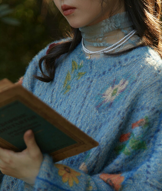 楽天市場】送料無料 トップス ニット セーター ジャカード 花柄