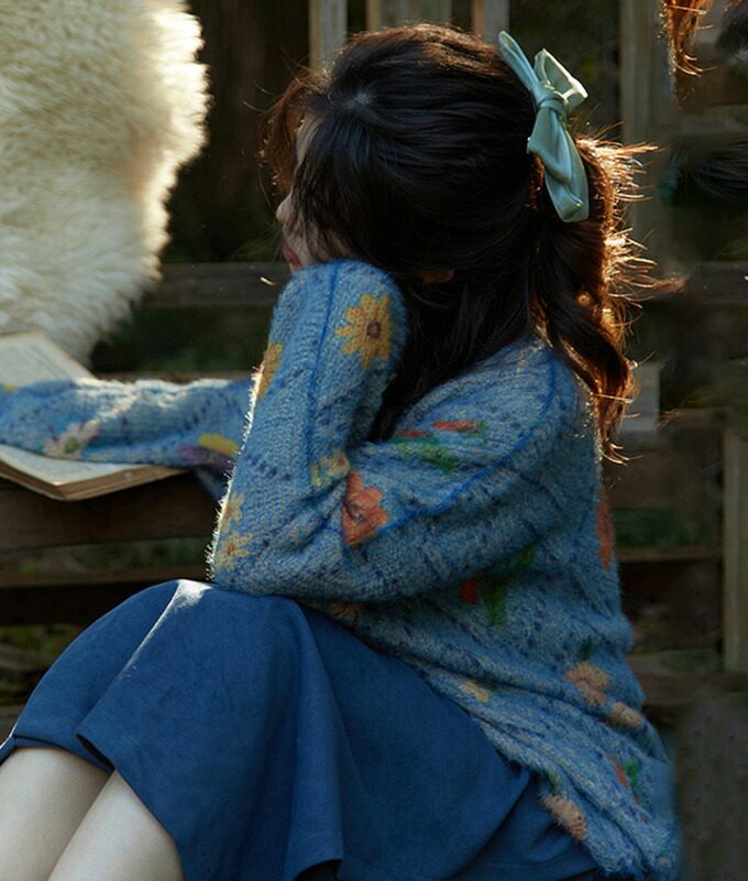 楽天市場】送料無料 トップス ニット セーター ジャカード 花柄