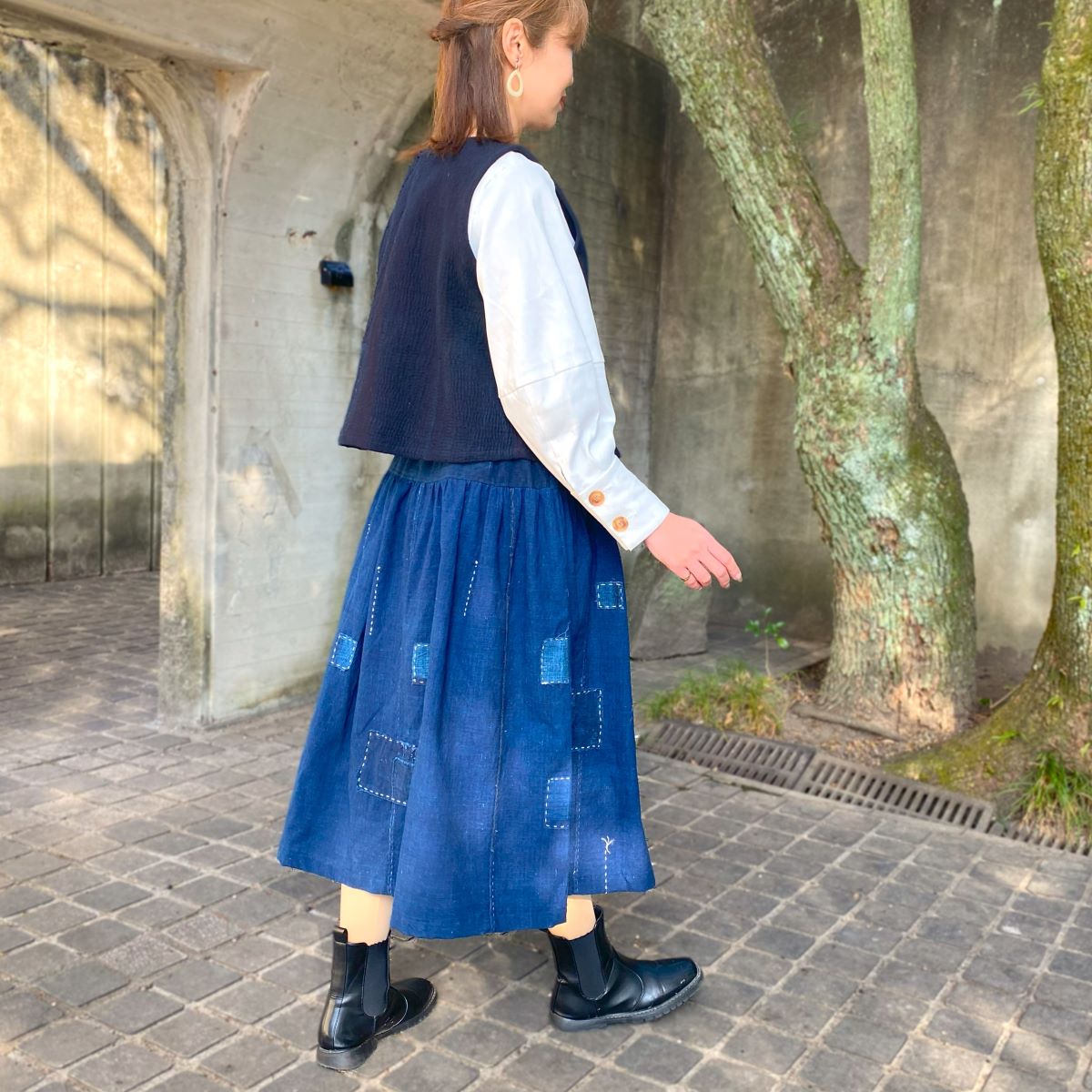 楽天市場】【古布アレンジ裏地付きスカート】作家一点もの40代50代