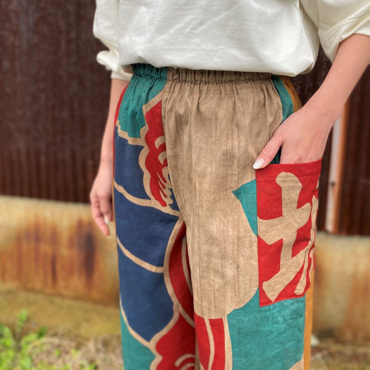 楽天市場】【古布アレンジパンツ】作家一点ものオリジナル創作服大漁旗