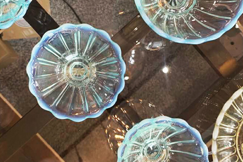 楽天市場】雪の花 丸フラッペ ブルー /古代色 ガラス レトロ ボウル