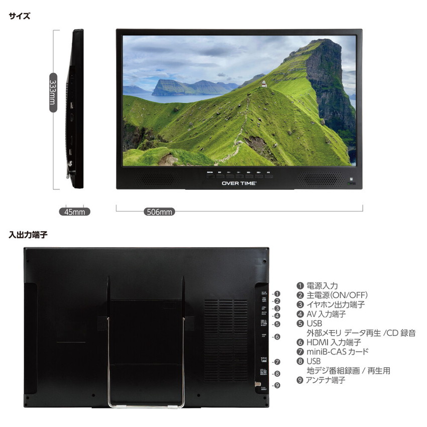 楽天市場】ポータブル テレビ 22インチ 22型 DVDプレーヤー 搭載 地