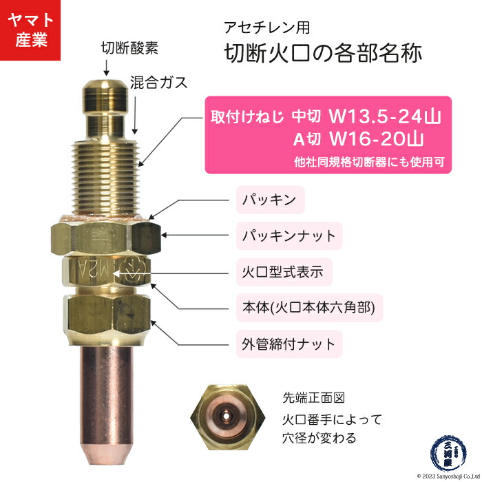楽天市場】ヤマト産業 アセチレン 用 A型 切断器 火口 セット No.1 No
