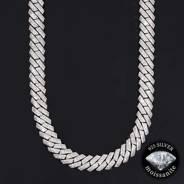 楽天市場】モアサナイト マイアミキューバンネックレス 15mm 925