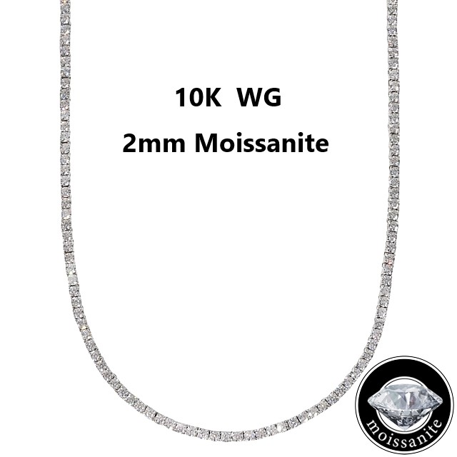 楽天市場】モアサナイト アクセサリー ネックレス 10K WG 2mm