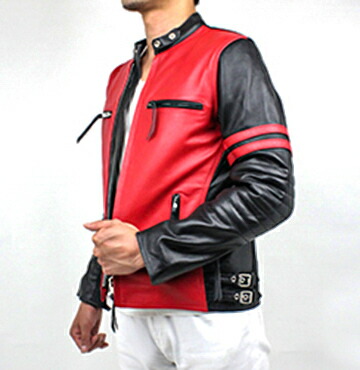 楽天市場】袖ライン入り バッファローレザー シングルライダース 水