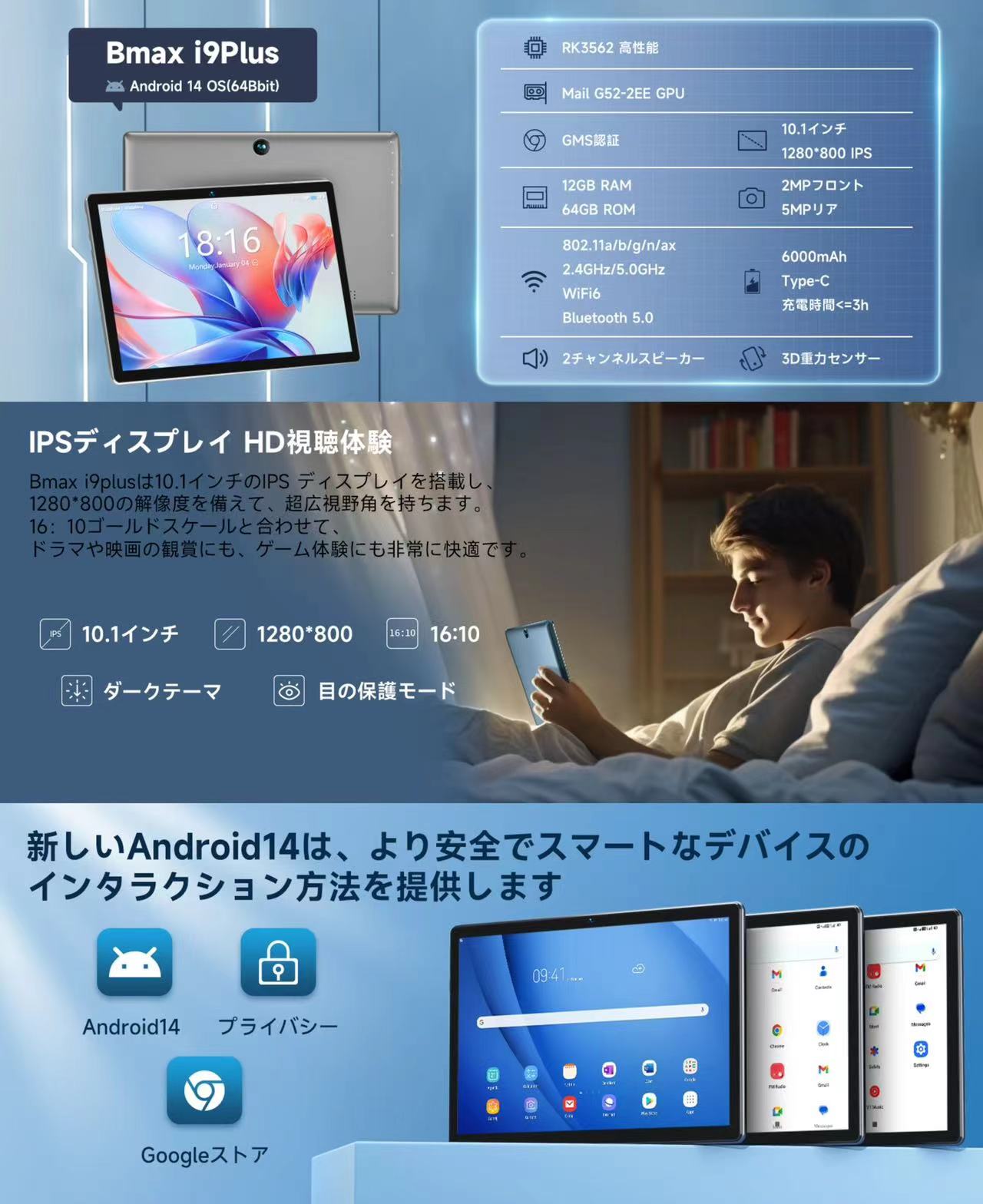 楽天市場】【ケースレビュー特典♪】タブレット android14 本体 12GB+