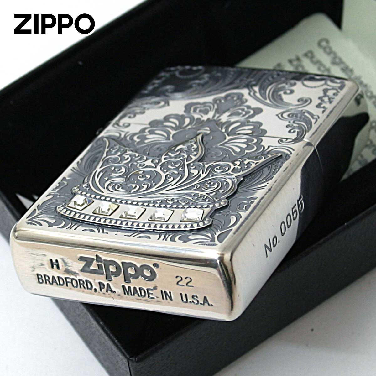 楽天市場】Zippo ジッポライター 王冠 クラウン メタル ラインストーン