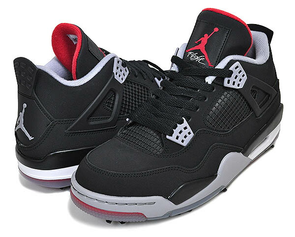 楽天市場】NIKE JORDAN 4 GOLF BRED black/fire red-cement grey