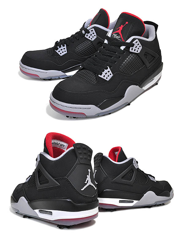 楽天市場】NIKE JORDAN 4 GOLF BRED black/fire red-cement grey