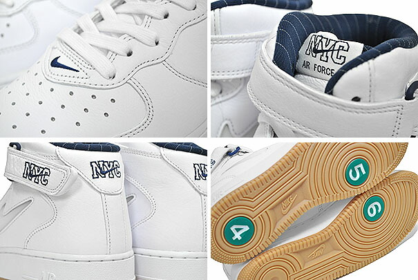 楽天市場】NIKE AIR FORCE 1 MID QS NYC white/white-midnight navy