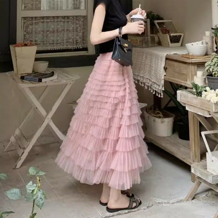 楽天市場】2024年 春夏 新作 チュール ティアード ロング スカート