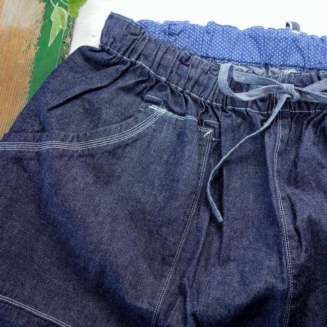 快晴堂 デニムパンツ ダークブルー デニム ワイドパンツ快晴堂男女兼用