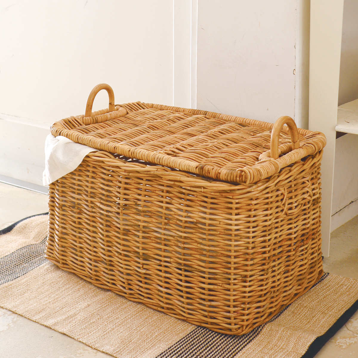 楽天市場】バスケット アラログ ストックバスケット ラタン （ かご