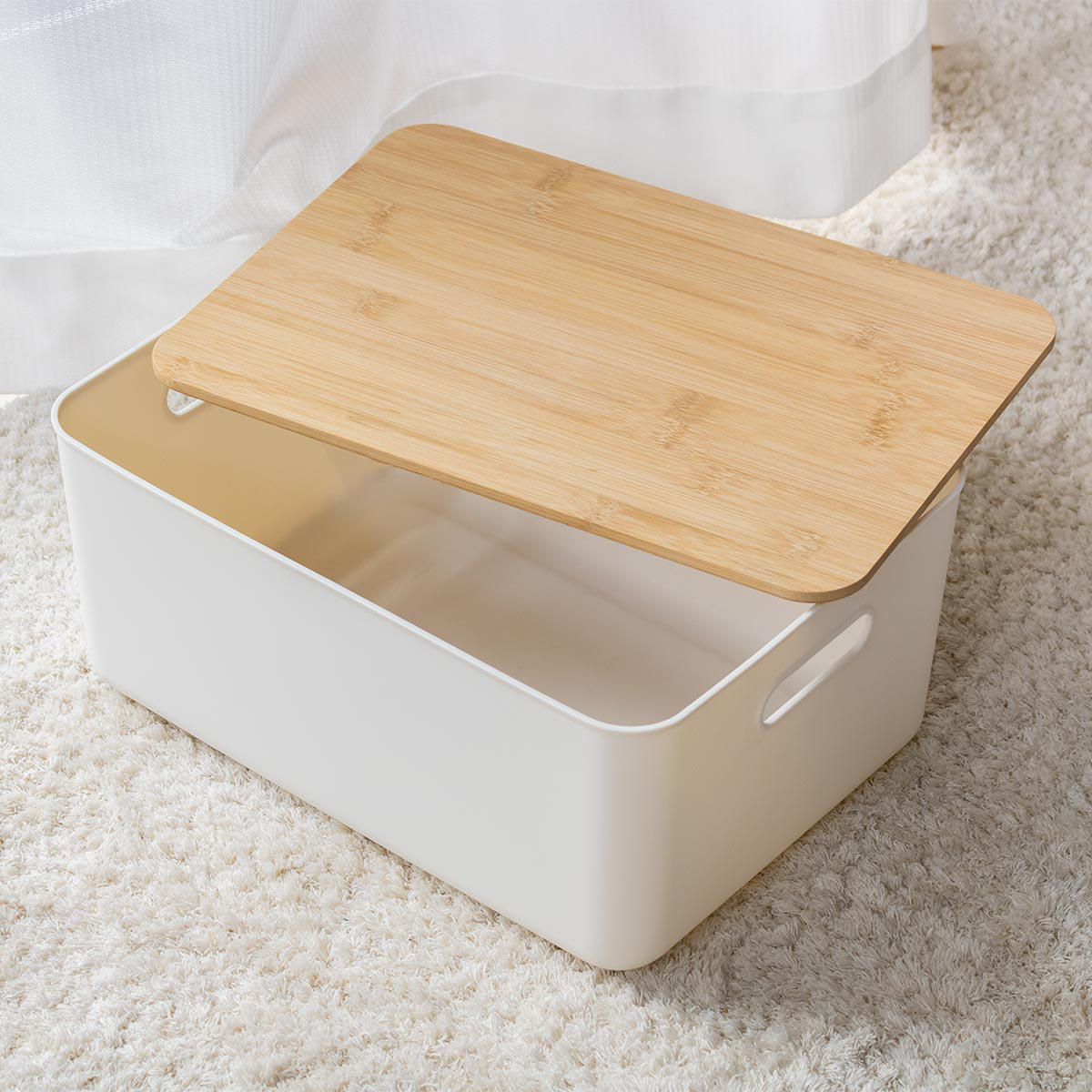 楽天市場】Linie リーニエ バンブー蓋PP収納 Lサイズ （ 収納ボックス