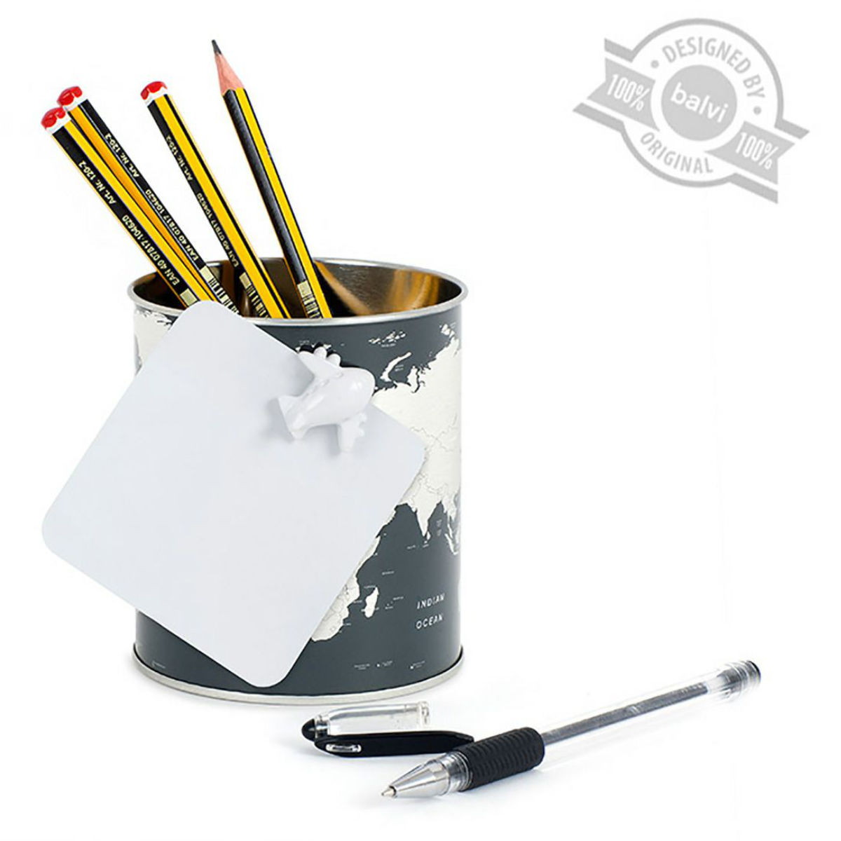 楽天市場】ペン立て balvi バルビ ペンホルダー 缶 グローブ 飛行機型