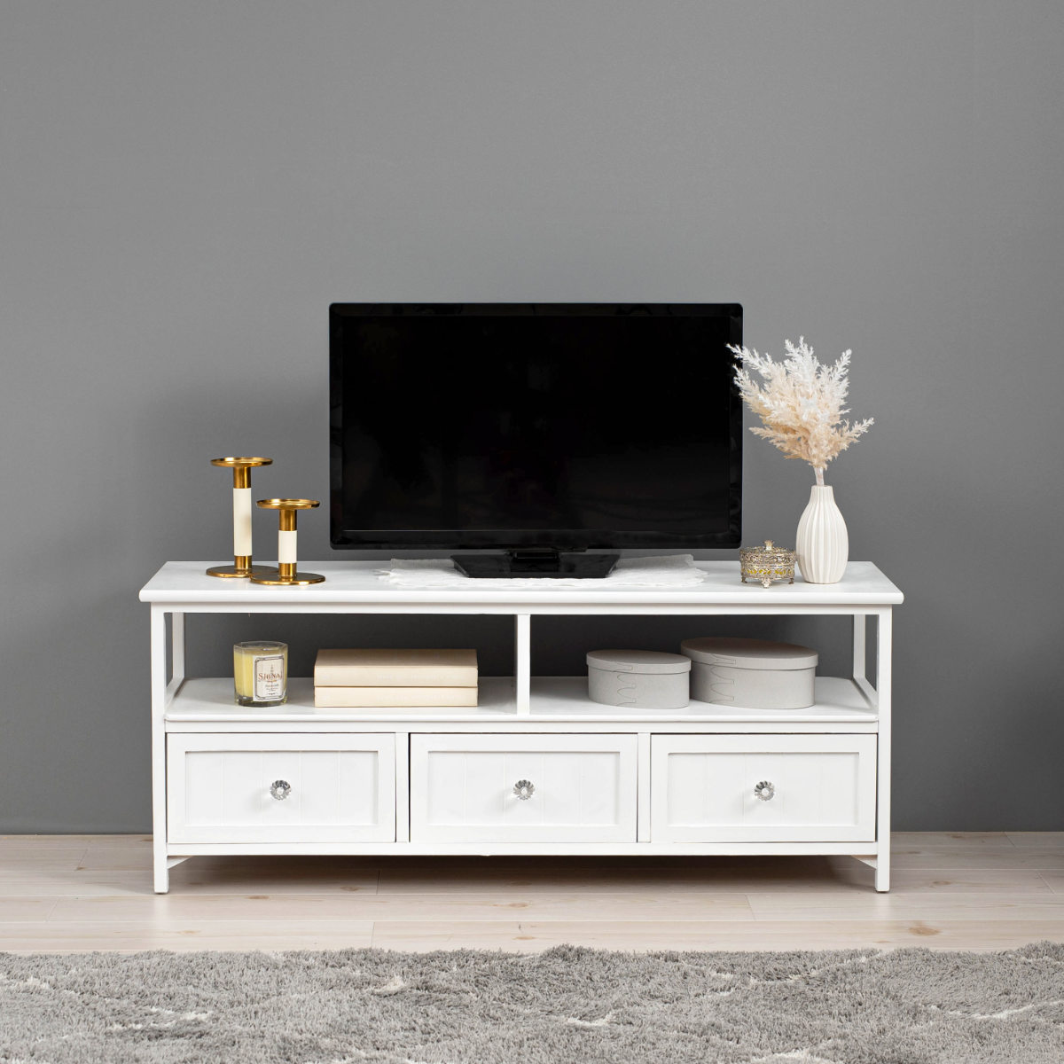 楽天市場】テレビ台 ローボード シャビー調 クリスタル調取っ手 幅